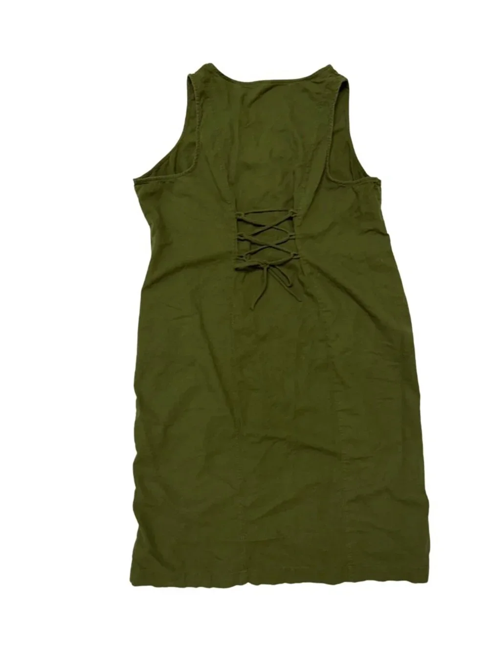 Old Navy Sleeveless Linen Blend Midi Dress Button Front Tie Back Size XXL